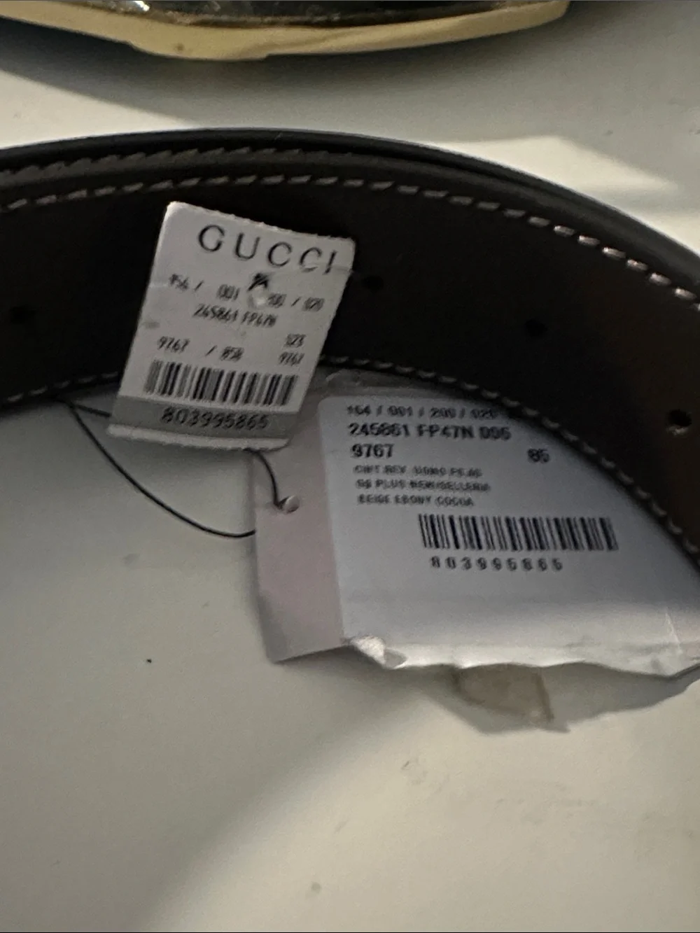 Gucci Beige Monogram Belt with Silver-Tone GG Buckle